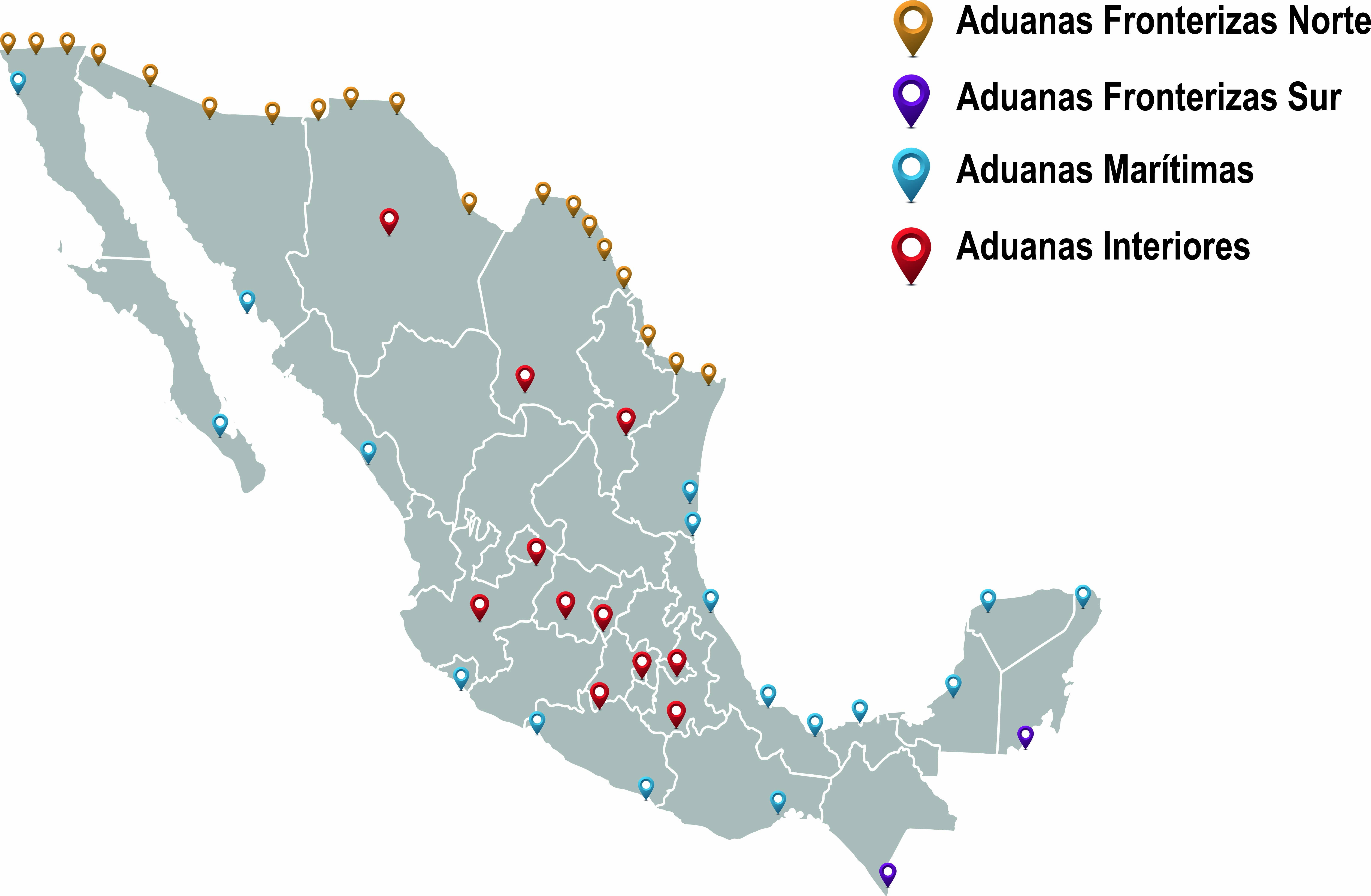 Mapa De Las 50 Aduanas En México Y Sus Clasificaciones 1598